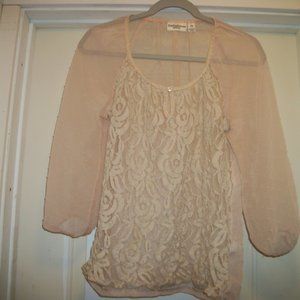 SOFT GIRL  ROMANCE SHEER LACEY DOTS BEIGE BLOISE PS